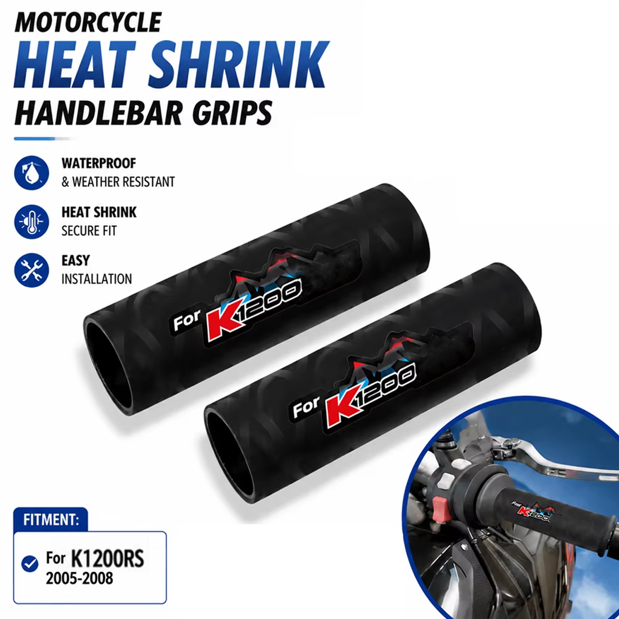 Handlebar Grip Heated - Rękawice termokurczliwe na kierownicę motocyklową, gumowe,